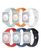 For Apple Watch Series 10 46mm / Ultra 2 Ultra 49mm /  Series 9 8 7 45mm / 6 5 4 SE (2023) SE (2022) SE 44mm / 3 2 1 42mm 6pcs AW Silicone Band, Size S / M - Cyan+Orange+White+Red+Blue+Black