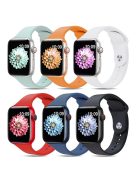 For Apple Watch Series 10 46mm / Ultra 2 Ultra 49mm /  Series 9 8 7 45mm / 6 5 4 SE (2023) SE (2022) SE 44mm / 3 2 1 42mm 6pcs AW Silicone Band, Size S / M - Cyan+Orange+White+Red+Blue+Black