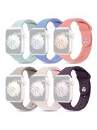 For Apple Watch Series 10 46mm / Ultra 2 Ultra 49mm /  Series 9 8 7 45mm / 6 5 4 SE (2023) SE (2022) SE 44mm / 3 2 1 42mm 6pcs AW Strap, Size S / M - Cyan+Lavender+Watermelon Red+Dark Grey+Pink+Violet