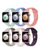 For Apple Watch Series 10 46mm / Ultra 2 Ultra 49mm /  Series 9 8 7 45mm / 6 5 4 SE (2023) SE (2022) SE 44mm / 3 2 1 42mm 6pcs AW Strap, Size S / M - Cyan+Lavender+Watermelon Red+Dark Grey+Pink+Violet