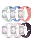 For Apple Watch Series 10 46mm / Ultra 2 Ultra 49mm /  Series 9 8 7 45mm / 6 5 4 SE (2023) SE (2022) SE 44mm / 3 2 1 42mm 6pcs AW Strap, Size S / M - Cyan+Lavender+Watermelon Red+White+Pink+Violet