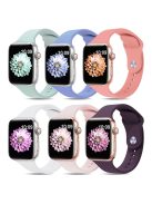 For Apple Watch Series 10 46mm / Ultra 2 Ultra 49mm /  Series 9 8 7 45mm / 6 5 4 SE (2023) SE (2022) SE 44mm / 3 2 1 42mm 6pcs AW Strap, Size S / M - Cyan+Lavender+Watermelon Red+White+Pink+Violet