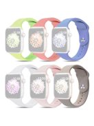 For Apple Watch Series 10 46mm / Ultra 2 Ultra 49mm /  Series 9 8 7 45mm / 6 5 4 SE (2023) SE (2022) SE 44mm / 3 2 1 42mm 6pcs AW Strap, Size S / M - Green+Watermelon Red+Lavender+White+Pink+Dark Grey