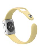 For Apple Watch Series 10 46mm / Ultra 2 Ultra 49mm /  Series 9 8 7 45mm / 6 5 4 SE (2023) SE (2022) SE 44mm / 3 2 1 42mm Adjustable Watch Strap Silicone Wrist Band (Lengthen Size) - Light Yellow