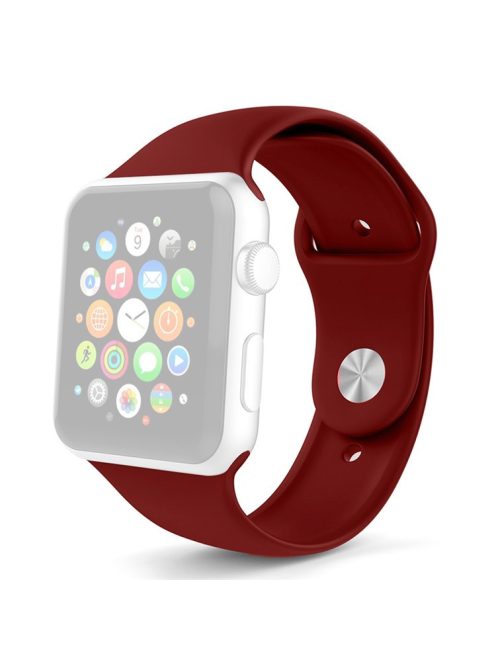 For Apple Watch Series 10 46mm / Ultra 2 Ultra 49mm /  Series 9 8 7 45mm / 6 5 4 SE (2023) SE (2022) SE 44mm / 3 2 1 42mm Adjustable Watch Strap Silicone Wrist Band (Lengthen Size) - Wine Red