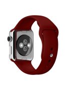 For Apple Watch Series 10 46mm / Ultra 2 Ultra 49mm /  Series 9 8 7 45mm / 6 5 4 SE (2023) SE (2022) SE 44mm / 3 2 1 42mm Adjustable Watch Strap Silicone Wrist Band (Lengthen Size) - Wine Red