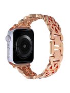 For Apple Watch Series 10 46mm / Ultra 2 Ultra 49mm /  Series 9 8 7 45mm / 6 5 4 SE (2023) SE (2022) SE 44mm / 3 2 1 42mm Alloy Watch Band Double X Rhinestone Strap - Rose Gold