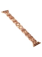 For Apple Watch Series 10 46mm / Ultra 2 Ultra 49mm /  Series 9 8 7 45mm / 6 5 4 SE (2023) SE (2022) SE 44mm / 3 2 1 42mm Alloy Watch Band Double X Rhinestone Strap - Rose Gold