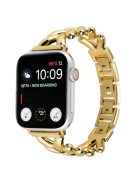 For Apple Watch Series 10 46mm / Ultra 2 Ultra 49mm /  Series 9 8 7 45mm / 6 5 4 SE (2023) SE (2022) SE 44mm / 3 2 1 42mm Alloy Watch Band Replacement Watch Strap - Gold