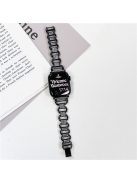 For Apple Watch Series 10 46mm / Ultra 2 Ultra 49mm /  Series 9 8 7 45mm / 6 5 4 SE (2023) SE (2022) SE 44mm / 3 2 1 42mm AW Metal Watch Strap Rhinestone Decor Hollow Watchband - Black