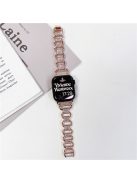 For Apple Watch Series 10 46mm / Ultra 2 Ultra 49mm /  Series 9 8 7 45mm / 6 5 4 SE (2023) SE (2022) SE 44mm / 3 2 1 42mm AW Metal Watch Strap Rhinestone Decor Hollow Watchband - Rose Gold