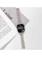 For Apple Watch Series 10 46mm / Ultra 2 Ultra 49mm /  Series 9 8 7 45mm / 6 5 4 SE (2023) SE (2022) SE 44mm / 3 2 1 42mm AW Metal Watch Strap Rhinestone Decor Hollow Watchband - Silver