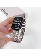 For Apple Watch Series 10 46mm / Ultra 2 Ultra 49mm /  Series 9 8 7 45mm / 6 5 4 SE (2023) SE (2022) SE 44mm / 3 2 1 42mm AW Metal Watch Strap Rhinestone Decor Hollow Watchband - Silver