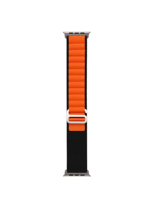 For Apple Watch Series 10 46mm / Ultra 2 Ultra 49mm /  Series 9 8 7 45mm / 6 5 4 SE (2023) SE (2022) SE 44mm / 3 2 1 42mm AW Watch Strap Nylon Loop Adjustable Watch Band - Black+Orange