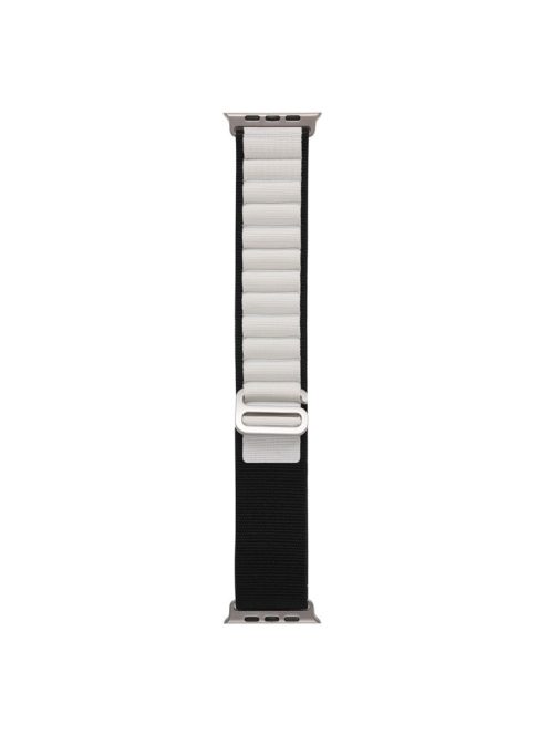 For Apple Watch Series 10 46mm / Ultra 2 Ultra 49mm /  Series 9 8 7 45mm / 6 5 4 SE (2023) SE (2022) SE 44mm / 3 2 1 42mm AW Watch Strap Nylon Loop Adjustable Watch Band - Black+White