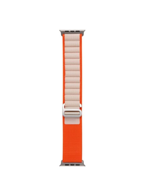 For Apple Watch Series 10 46mm / Ultra 2 Ultra 49mm /  Series 9 8 7 45mm / 6 5 4 SE (2023) SE (2022) SE 44mm / 3 2 1 42mm AW Watch Strap Nylon Loop Adjustable Watch Band - Orange+Beige