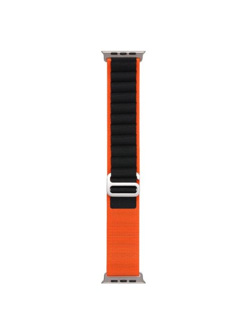 For Apple Watch Series 10 46mm / Ultra 2 Ultra 49mm /  Series 9 8 7 45mm / 6 5 4 SE (2023) SE (2022) SE 44mm / 3 2 1 42mm AW Watch Strap Nylon Loop Adjustable Watch Band - Orange+Black