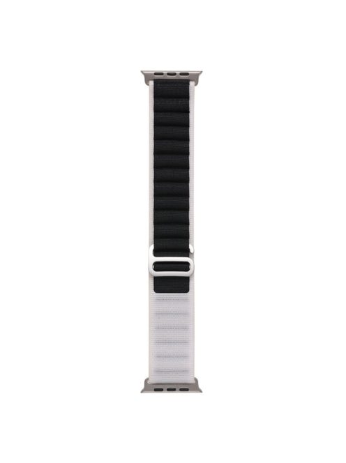 For Apple Watch Series 10 46mm / Ultra 2 Ultra 49mm /  Series 9 8 7 45mm / 6 5 4 SE (2023) SE (2022) SE 44mm / 3 2 1 42mm AW Watch Strap Nylon Loop Adjustable Watch Band - White+Black