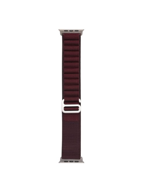 For Apple Watch Series 10 46mm / Ultra 2 Ultra 49mm /  Series 9 8 7 45mm / 6 5 4 SE (2023) SE (2022) SE 44mm / 3 2 1 42mm AW Watch Strap Nylon Loop Adjustable Watch Band - Wine Red