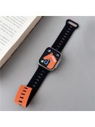 For Apple Watch Series 10 46mm / Ultra 2 Ultra 49mm /  Series 9 8 7 45mm / 6 5 4 SE (2023) SE (2022) SE 44mm / 3 2 1 42mm Bands Magnetic Watch Strap - Black+Orange