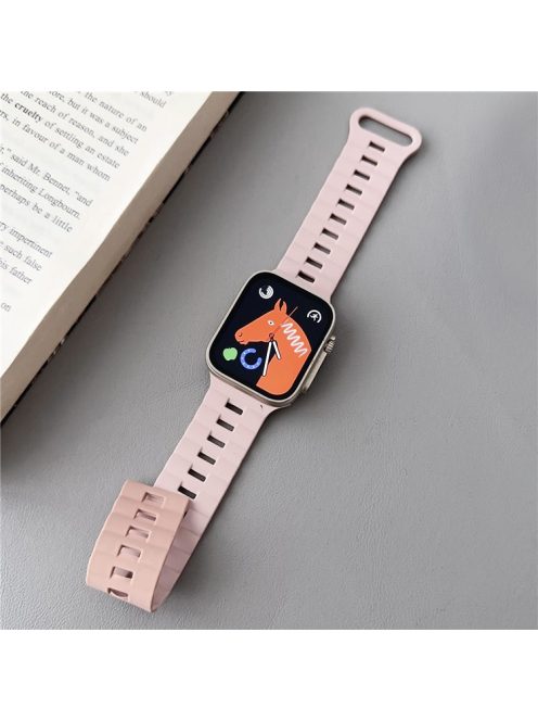 For Apple Watch Series 10 46mm / Ultra 2 Ultra 49mm /  Series 9 8 7 45mm / 6 5 4 SE (2023) SE (2022) SE 44mm / 3 2 1 42mm Bands Magnetic Watch Strap - Pink+Pink