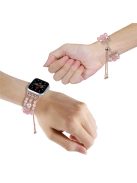 For Apple Watch Series 10 46mm / Ultra 2 Ultra 49mm /  Series 9 8 7 45mm / 6 5 4 SE (2023) SE (2022) SE 44mm / 3 2 1 42mm Beads Watch Band Adjustable Bracelet - Pink