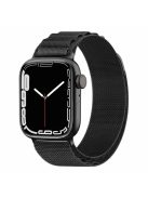 For Apple Watch Series 10 46mm / Ultra 2 Ultra 49mm /  Series 9 8 7 45mm / 6 5 4 SE (2023) SE (2022) SE 44mm / 3 2 1 42mm Braided Nylon Smart Watch Band Wrist Strap Replacement, Size: M - Black