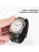 For Apple Watch Series 10 46mm / Ultra 2 Ultra 49mm /  Series 9 8 7 45mm / 6 5 4 SE (2023) SE (2022) SE 44mm / 3 2 1 42mm Camouflage Silicone Magnetic Buckle Strap - Army Green