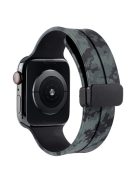 For Apple Watch Series 10 46mm / Ultra 2 Ultra 49mm /  Series 9 8 7 45mm / 6 5 4 SE (2023) SE (2022) SE 44mm / 3 2 1 42mm Camouflage Silicone Watch Band Magnetic Buckle Strap - Black