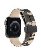 For Apple Watch Series 10 46mm / Ultra 2 Ultra 49mm /  Series 9 8 7 45mm / 6 5 4 SE (2023) SE (2022) SE 44mm / 3 2 1 42mm Camouflage Silicone Watch Band Magnetic Buckle Strap - Khaki