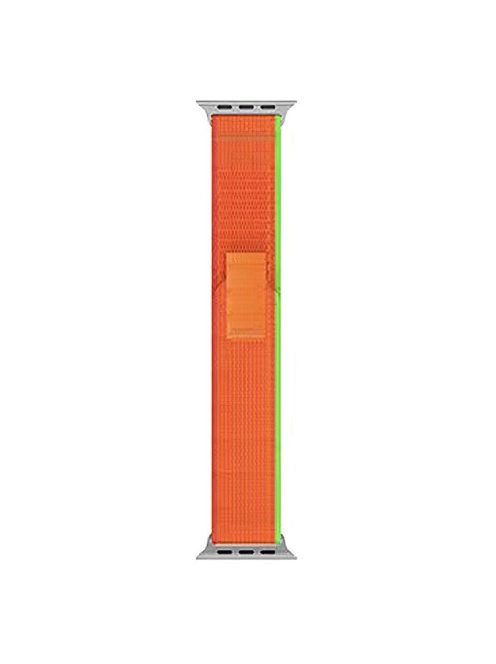 For Apple Watch Series 10 46mm / Ultra 2 Ultra 49mm /  Series 9 8 7 45mm / 6 5 4 SE (2023) SE (2022) SE 44mm / 3 2 1 42mm Canvas Watch Strap Breathable Watchband - Orange / Green