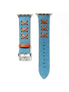 For Apple Watch Series 10 46mm / Ultra 2 Ultra 49mm /  Series 9 8 7 45mm / 6 5 4 SE (2023) SE (2022) SE 44mm / 3 2 1 42mm Canvas Watch Strap Nylon X Decor Watch Band - Baby Blue