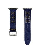 For Apple Watch Series 10 46mm / Ultra 2 Ultra 49mm /  Series 9 8 7 45mm / 6 5 4 SE (2023) SE (2022) SE 44mm / 3 2 1 42mm Canvas Watch Strap Nylon X Decor Watch Band - Midnight Blue