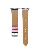 For Apple Watch Series 10 46mm / Ultra 2 Ultra 49mm /  Series 9 8 7 45mm / 6 5 4 SE (2023) SE (2022) SE 44mm / 3 2 1 42mm Cute Words Canvas Watchband Replacement Watch Strap - Black / Pink