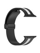 For Apple Watch Series 10 46mm / Ultra 2 Ultra 49mm /  Series 9 8 7 45mm / 6 5 4 SE (2023) SE (2022) SE 44mm / 3 2 1 42mm Dual Color Magnetic Buckle Strap Silicone Watch Band - Black / White