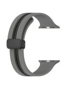 For Apple Watch Series 10 46mm / Ultra 2 Ultra 49mm /  Series 9 8 7 45mm / 6 5 4 SE (2023) SE (2022) SE 44mm / 3 2 1 42mm Dual Color Magnetic Buckle Strap Silicone Watch Band - Grey / Black