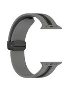 For Apple Watch Series 10 46mm / Ultra 2 Ultra 49mm /  Series 9 8 7 45mm / 6 5 4 SE (2023) SE (2022) SE 44mm / 3 2 1 42mm Dual Color Magnetic Buckle Strap Silicone Watch Band - Grey / Black