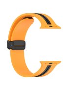 For Apple Watch Series 10 46mm / Ultra 2 Ultra 49mm /  Series 9 8 7 45mm / 6 5 4 SE (2023) SE (2022) SE 44mm / 3 2 1 42mm Dual Color Magnetic Buckle Strap Silicone Watch Band - Yellow / Black