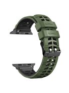 For Apple Watch Series 10 46mm / Ultra 2 Ultra 49mm /  Series 9 8 7 45mm / 6 5 4 SE (2023) SE (2022) SE 44mm / 3 2 1 42mm Dual Color Wrist Strap Silicone Watch Band - Army Green+Black