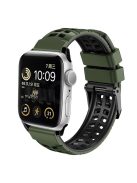 For Apple Watch Series 10 46mm / Ultra 2 Ultra 49mm /  Series 9 8 7 45mm / 6 5 4 SE (2023) SE (2022) SE 44mm / 3 2 1 42mm Dual Color Wrist Strap Silicone Watch Band - Army Green+Black