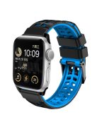 For Apple Watch Series 10 46mm / Ultra 2 Ultra 49mm /  Series 9 8 7 45mm / 6 5 4 SE (2023) SE (2022) SE 44mm / 3 2 1 42mm Dual Color Wrist Strap Silicone Watch Band - Black+Blue