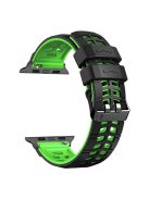 For Apple Watch Series 10 46mm / Ultra 2 Ultra 49mm /  Series 9 8 7 45mm / 6 5 4 SE (2023) SE (2022) SE 44mm / 3 2 1 42mm Dual Color Wrist Strap Silicone Watch Band - Black+Green