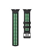 For Apple Watch Series 10 46mm / Ultra 2 Ultra 49mm /  Series 9 8 7 45mm / 6 5 4 SE (2023) SE (2022) SE 44mm / 3 2 1 42mm Dual Color Wrist Strap Silicone Watch Band - Black+Green