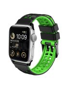 For Apple Watch Series 10 46mm / Ultra 2 Ultra 49mm /  Series 9 8 7 45mm / 6 5 4 SE (2023) SE (2022) SE 44mm / 3 2 1 42mm Dual Color Wrist Strap Silicone Watch Band - Black+Green