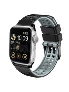 For Apple Watch Series 10 46mm / Ultra 2 Ultra 49mm /  Series 9 8 7 45mm / 6 5 4 SE (2023) SE (2022) SE 44mm / 3 2 1 42mm Dual Color Wrist Strap Silicone Watch Band - Black+Grey