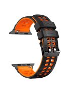 For Apple Watch Series 10 46mm / Ultra 2 Ultra 49mm /  Series 9 8 7 45mm / 6 5 4 SE (2023) SE (2022) SE 44mm / 3 2 1 42mm Dual Color Wrist Strap Silicone Watch Band - Black+Orange