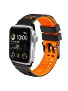 For Apple Watch Series 10 46mm / Ultra 2 Ultra 49mm /  Series 9 8 7 45mm / 6 5 4 SE (2023) SE (2022) SE 44mm / 3 2 1 42mm Dual Color Wrist Strap Silicone Watch Band - Black+Orange