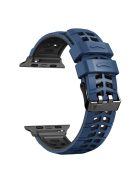 For Apple Watch Series 10 46mm / Ultra 2 Ultra 49mm /  Series 9 8 7 45mm / 6 5 4 SE (2023) SE (2022) SE 44mm / 3 2 1 42mm Dual Color Wrist Strap Silicone Watch Band - Midnight Blue+Black