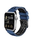 For Apple Watch Series 10 46mm / Ultra 2 Ultra 49mm /  Series 9 8 7 45mm / 6 5 4 SE (2023) SE (2022) SE 44mm / 3 2 1 42mm Dual Color Wrist Strap Silicone Watch Band - Midnight Blue+Black