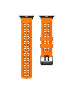 For Apple Watch Series 10 46mm / Ultra 2 Ultra 49mm /  Series 9 8 7 45mm / 6 5 4 SE (2023) SE (2022) SE 44mm / 3 2 1 42mm Dual Color Wrist Strap Silicone Watch Band - Orange+Black